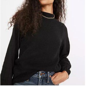 Madewell Weavemix Mockneck Bubble-Sleeve Top (xs)